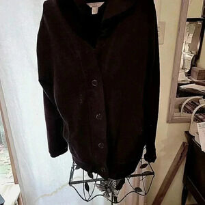 White Stag  Black Soot Hooded Sweater Jacket Snap Closure